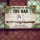 Pawzity Metal Tiki Bar Signs, Gifts For Pet Lovers, Beer Wine Shots Every Hour Is Happy Hour Tropical Style Welcome Signs