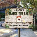 Pawzity Seaside Metal Tiki Bar Signs, Gifts For Pet Lovers, We're Glad You Are Here Tropical Style Welcome Signs