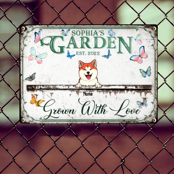 Pawzity Metal Garden Sign, Gifts For Pet Lovers, Grown With Love Personalized Housewarming Gifts
