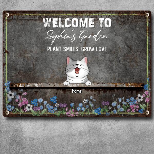 Pawzity Metal Garden Sign, Gifts For Pet Lovers, Plant Smiles Grow Love Flowers Welcome Signs