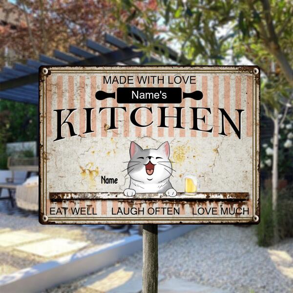 Pawzity Metal Kitchen Sign, Gifts For Pet Lovers, Made With Love Eat Well Laugh Often Love Much Personalized Metal Signs