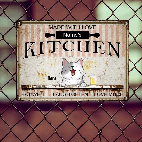 Pawzity Metal Kitchen Sign, Gifts For Pet Lovers, Made With Love Eat Well Laugh Often Love Much Personalized Metal Signs