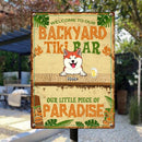 Pawzity Metal Backyard Tiki Bar Signs, Gifts For Pet Lovers, Our Little Piece Of Paradise Tropical Style Welcome Signs