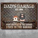 Pawzity Welcome Metal Garage Sign, Gifts For Pet Lovers, Dad's Garage What Happens In The Garage Stays In The Garage