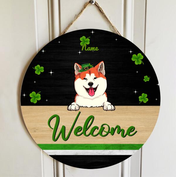 St. Patrick's Day Personalized Wood Sign, Gifts For Dog Lovers, Shamrock Welcome Signs , Dog Mom Gifts