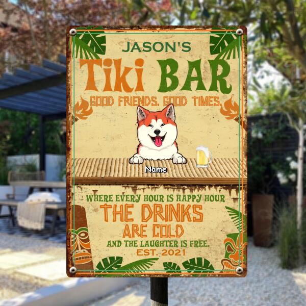 Pawzity Metal Tiki Bar Signs, Gifts For Pet Lovers, Where The Laughter Is Free Tropical Style Welcome Signs