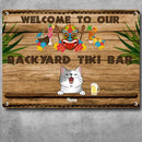 Pawzity Metal Backyard Tiki Bar Signs, Gifts For Pet Lovers, Hawaiian Tiki Silhouettes Welcome Signs