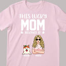 Happy St. Patrick's Day, This Lucky Mom Belongs To, Personalized Girl & Her Pets T-shirt, Gifts For Pet Lovers