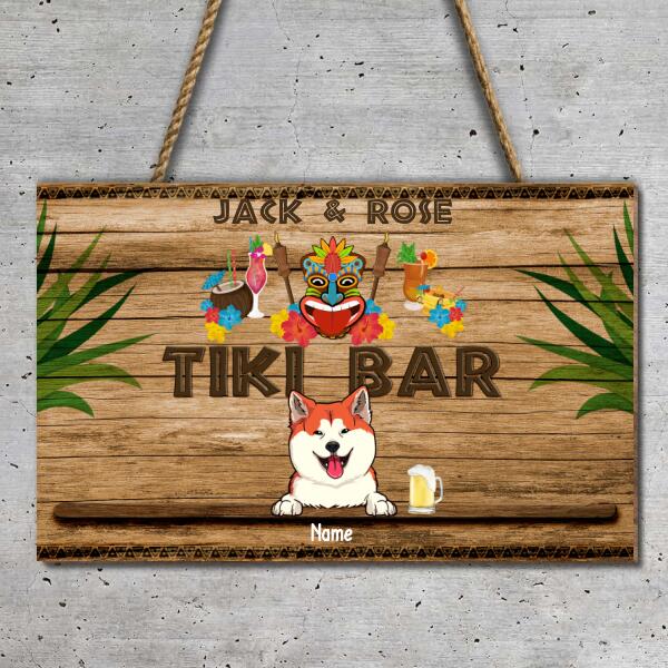 Pawzity Custom Wooden Signs, Gifts For Pet Lovers, Hawaiian Tiki Silhouettes Rectangle Personalized Home Signs