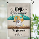 Personalized Dog & Cat Garden Flag, Gifts For Pet Lovers, Home Is Where You Park It Camping Flag, Yellow Camper Van