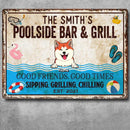 Pawzity Metal Pool Sign, Gifts For Pet Lovers, Poolside Bar & Grill Funny Signs, Good Friends Good Times Sipping Grilling