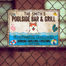 Pawzity Metal Pool Sign, Gifts For Pet Lovers, Poolside Bar & Grill Funny Signs, Good Friends Good Times Sipping Grilling