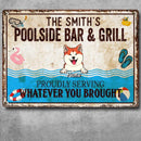 Pawzity Metal Pool Sign, Gifts For Pet Lovers, Poolside Bar & Grill Funny Signs, Proudly Serving Whatever You Brought