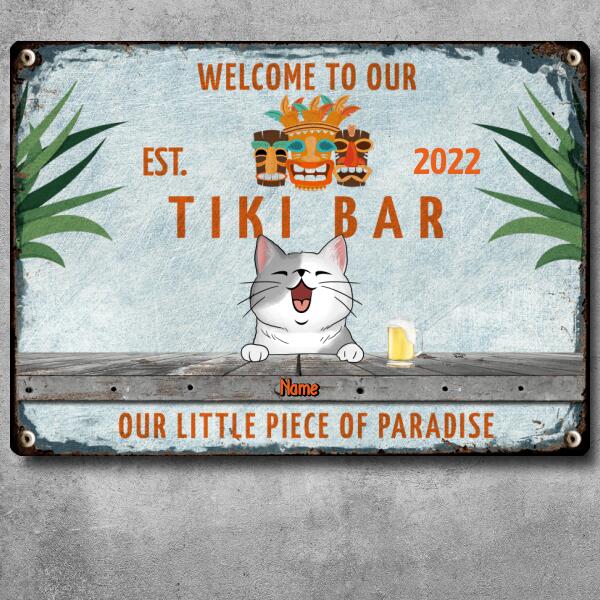 Pawzity Metal Tiki Bar Signs, Gifts For Pet Lovers, Our Little Piece Of Paradise Tiki Silhouettes Welcome Signs