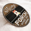 Pawzity Welcome To Our Porch Gifts For Pet Lovers, Gather Chat Unwind Funny Signs, Dog & Cat Custom Wooden Signs