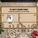 Pawzity Custom Doormat, Gifts For Cat Lovers, My Reading Corner Easily Distracted By The Cats And Books Front Door Mat