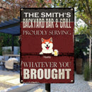 Pawzity Welcome Backyard Bar & Grill Sign, Gifts For Pet Lovers, Proudly Serving Whatever You Bring, Retro Metal Signs
