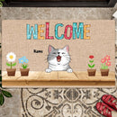 Pawzity Welcome Mat, Gifts For Cat Lovers, Cat And Plant Outdoor Door Mat, Personalized Housewarming Gifts