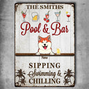 Pawzity Metal Pool & Bar Signs, Gifts For Pet Lovers, Sipping Swimming & Chilling Drink Personalized Home Signs
