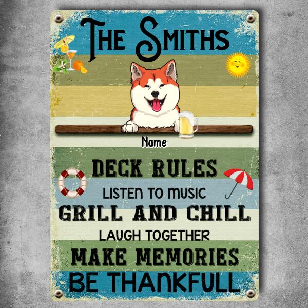 Pawzity Metal Pool Sign, Gifts For Pet Lovers, Deck Rules Listen To Music Funny Signs, Dog & Cat Personalized Metal Sign