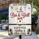 Pawzity Metal Patio Bar & Grill Sign, Gifts For Pet Lovers, Sipping Grilling & Chilling Drink Personalized Home Signs