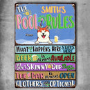 Pawzity Metal Pool Signs, Gifts For Pet Lovers, We Don't Skinny Dip We Chunky Dunk The Bar Is Always Open Pool Rules Sign