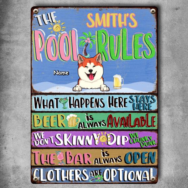 Pawzity Metal Pool Signs, Gifts For Pet Lovers, We Don't Skinny Dip We Chunky Dunk The Bar Is Always Open Pool Rules Sign