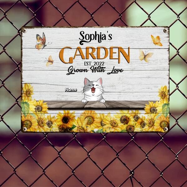 Pawzity Metal Garden Sign, Gifts For Pet Lovers, My Happy Place Sunflower & Butterfly Personalized Housewarming Gifts