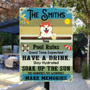 Pawzity Metal Pool Sign, Gifts For Pet Lovers, Pool Rules Good Time Expected, Dog & Cat Personalized Metal Sign