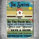 Metal Pool Sign, Gifts For Pet Lovers, On The Porch We Gather With Friends, Dog & Cat Personalized Metal Sign