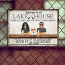 Pawzity Metal Lake House Sign, Gifts For Pet Lovers, Here At The Lake We Don't Hide Crazy Personalized Family Sign
