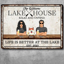Pawzity Metal Lake House Sign, Gifts For Pet Lovers, Relax And Unwind Life Is Better At The Lake Personalized Family Sign
