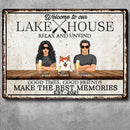 Pawzity Metal Lake House Sign, Gifts For Pet Lovers, Relax And Unwind Good Times Good Friends Personalized Family Sign