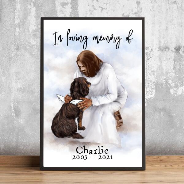 Christ's Embrace Memorial Keepsake, Personalized Dog & Cat Poster, Gifts For Loss Of Pet, In Loving Memory Of