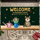 Pawzity Welcome Mat, Gifts For Cat Lovers, Welcome To My Home Flower Cats And Love Outdoor Door Mat
