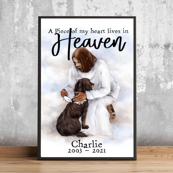 Christ's Embrace Memorial Keepsake, Personalized Dog & Cat Poster, Gifts For Loss Of Pet, A Piece Of My Heart