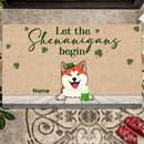 St. Patrick's Day Personalized Doormat, Gifts For Pet Lovers, Let The Shenanigans Begin Outdoor Door Mat