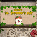 St. Patrick's Day Personalized Doormat, Gifts For Pet Lovers, Welcome  Shamrocks Outdoor Door Mat