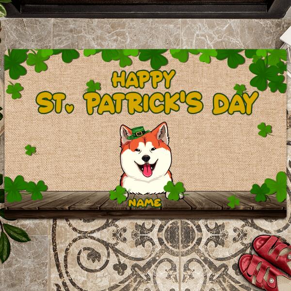 St. Patrick's Day Personalized Doormat, Gifts For Pet Lovers, Welcome  Shamrocks Outdoor Door Mat
