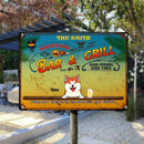 Pawzity Metal Backyard Bar & Grill Signs, Gifts For Pet Lovers, Proudly Serving Whatever You Bring Personalized Family Sign