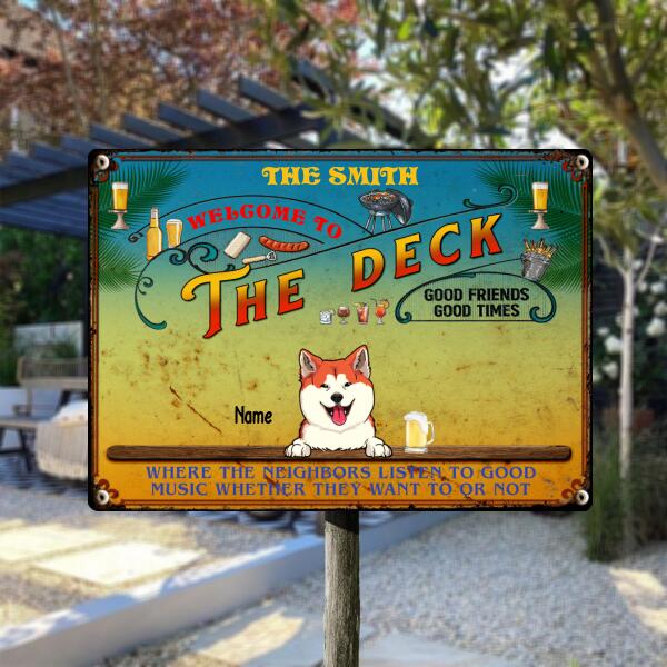 Pawzity Metal Yard Sign, Gifts For Pet Lovers, The Deck Where The Neighbors Listen To Good Music Welcome Signs