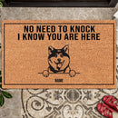 Pawzity No Need To Knock Custom Doormat, Gifts For Dog Lovers, I Know You Are Here Front Door Mat