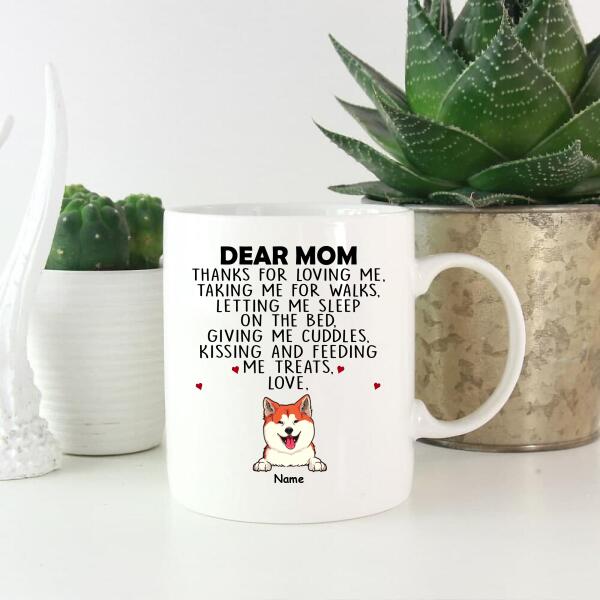 Personalized Dog Breeds Mug, Gifts For Dog Moms, Thanks For Loving Us Taking Us For Walks, Gifts For Mother's Day