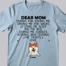 Personalized Dog Breeds T-shirt, Gifts For Dog Moms, Thanks For Loving Us Taking Us For Walks, Gifts For Mother's Day