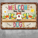 Pawzity Metal Welcome Signs, Gifts For Dog Lovers, Welcome Hope You Like Dogs Flower Personalized Home Signs