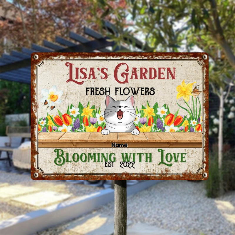 Pawzity Metal Garden Sign, Gifts For Pet Lovers, Fresh Flowers Blooming With Love Personalized Home Sign