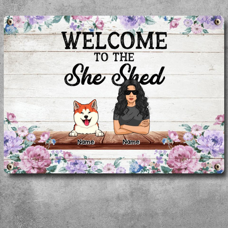 Pawzity Metal Garden Sign, Gifts For Pet Lovers, Welcome To The She Shed Personalized Home Sign, Funny Welcome Signs