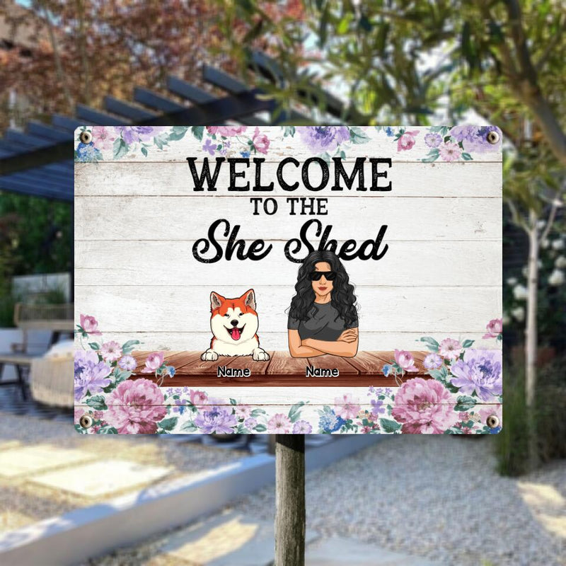 Pawzity Metal Garden Sign, Gifts For Pet Lovers, Welcome To The She Shed Personalized Home Sign, Funny Welcome Signs