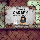 Pawzity Metal Garden Sign, Gifts For Pet Lovers, Grown With Love Personalized Home Sign, Flower Vintage Signs