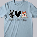 Personalized Dog Breed T-shirt, Peace Love And Dog, T-shirt For Dog Moms, Gifts For Mother's Day